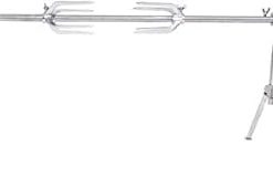 Adjustable Portable Battery Operated Professional Outdoor BBQ Rotisserie Spit with Motor, Silver PRO
