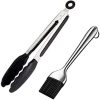Cooking Tongs Tongs,Silicone BBQ Tongs Basting Brush Set Oil Brush Kitchen Tongs BBQ Grill Food Meat Tongs Barbecue Tongs