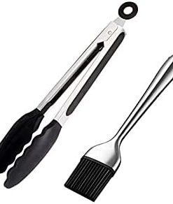 Cooking Tongs Tongs,Silicone BBQ Tongs Basting Brush Set Oil Brush Kitchen Tongs BBQ Grill Food Meat Tongs Barbecue Tongs