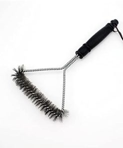 Grill Cleaner Kitchen Accessories BBQ Grill Kit Cleaning Brush Stainless Steel Cooking Tools Wire Brush Triangle Cleaning Brush (Color : Black, Size : 27.5cm)