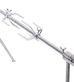 Adjustable Portable Battery Operated Professional Outdoor BBQ Rotisserie Spit with Motor, Silver PRO 2
