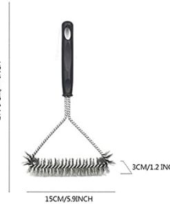 Grill Cleaner Kitchen Accessories BBQ Grill Kit Cleaning Brush Stainless Steel Cooking Tools Wire Brush Triangle Cleaning Brush (Color : Black, Size : 27.5cm) 2