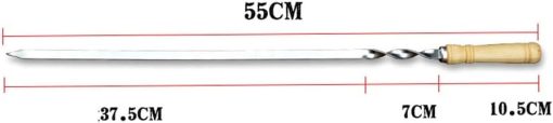6 Pack Kebab Skewers 21.5 Inch Grill Skewers Stainless Steel BBQ Barbecue Sticks Skewer Heavy Duty Large Wide Reusable with Nonslip Wooden Handle for Kabob Shrimp Chicken - Image 2