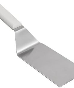 Soro Essentials- 6" x 3" Stainless Steel Hamburger Turner Spatula with Offset Blade and White Color Handle- Turner Spatula Griddle Scraper and Pancake Flipper Great Flat Top Griddle