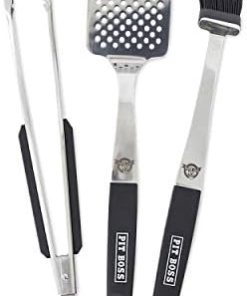 Pit BOSS 67253 Plastic Tool Set, 3 Piece, Stainless and Black