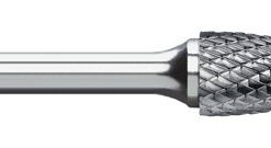 Titan TB19582 Solid Carbide Bur, Standard Cut, Extended Shank Length, Round Nose Tree, 1/4" Shank Diameter, 7" Overall Length, 1/2" Diameter, 1" Length of Cut, SF-5L6