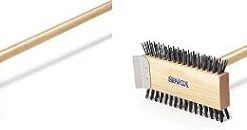 Carlisle 4002600 Broiler Master Grill Brush, Carbon Steel Bristles, 30.5″ Length, Hardwood Brush and Handle, Natural (2-(Pack)) 2