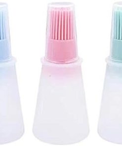 BBQ/Pastry Basting Brushes,Silicone Cooking Grill Barbecue Baking Pastry Oil/Honey/Sauce Bottle Brush,Set of 3,Green，Pink and Blue