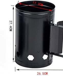 Charcoal Chimney Starter Set, Fireplace Accessories Blower BBQ Tools, Portable Charcoal Chimney Starter with Wooden Handle, for Outdoor 2