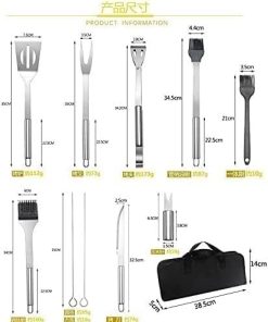 Complete BBQ Accessories – 16PC Grill Set with Spatula, Tongs, Skewers, Case – Barbecue Tools for Father’s Day, Wedding, Anniversary, 16 Piece, Silver(5pcs) 2