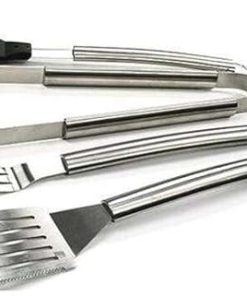 JHUS BBQ Tool Set 4 Piece Stainless Steel Barbecue Utensils Griddle Accessories Grilling Accessories Grill Brush BBQ Accessories Smoker Grill Kitchen Set Grill Accessories Camping Grill Basting 2