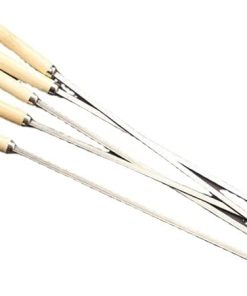 Skewers for Grilling, Stainless Steel BBQ Sticks with Wooden Handle 16 inch Kabob Skewer with Campfire Roasting Bag, 50PCS (Wooden) 2