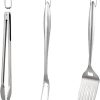 Mikikit Stainless Steel Grill Basket for Outdoor Cooking Portable Barbecue Tool for Fish and Vegetables Durable Picnic Grill Equipment with Strong Hold and 4