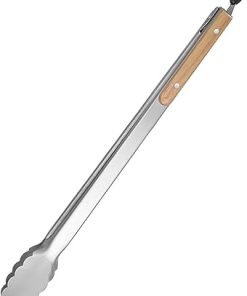 BBQ Stainless Steel Cooking Tong with Handle Barbecue Tong Salad Tongs with Locking Ring Kitchen Gadget for Salad Grilling BBQ Accessories(16 inch)