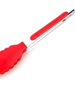 BBQ Tongs, BBQ 1pcs Kitchen Cooking Salad Food Clip Barbecue Tongs Silicone Stainless Steel Handle Appliances Small Clip BBQ Tools Accessories(Red)