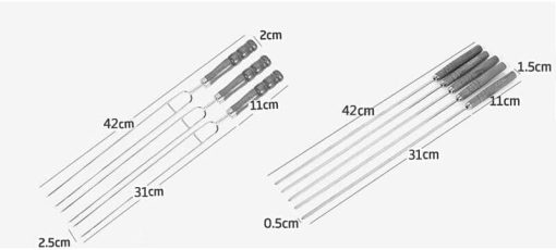 Stainless Steel BBQ Skewers Outdoor Portable BBQ Needle Stick Fork Set Wooden Handle Picnic Tool - Image 2