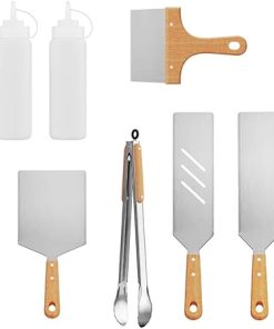 Stainless Steel Frying Shovel Cooking Shovel Clip Steak Iron Plate Barbecue Tool Set