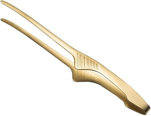 Cooking Tongs BBQ Food Clips Grill Clips Stainless Steel Kitchen Accessories Cooking Outdoor Nonstick Steak Clips Tongs(Gold)
