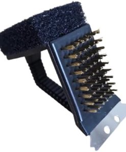 BBQ Grill Brush,Barbecue Brush with Scraper, Long Handle Cleaner for Cooking Grates Racks & Burner 3 in 1 BBQ Cleaning Brush for Gas/Charcoal (Black BBQ Brush)