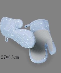 Microwave Glove BBQ Oven Baking Hot Pot Mitts Cooking Heat Resistant Kitchen Mittens(Blue) 2