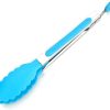 BBQ 1pcs Kitchen Cooking Salad Food Clip Barbecue Tongs Silicone Stainless Steel Handle Appliances Small Clip BBQ Tools Accessories(Blue)