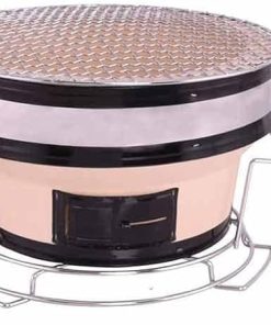 Simple Clay Oven Household Pottery Round Barbecue Charcoal Oven Picnic Outdoor Indoor Old Carbon Stove Square Mini BBQ Grill (Color : Type1) (Type1)