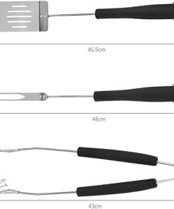 3pcs BBQ Grilling Tools Set,Heavy Duty Barbecue Accessories Tool Hand Forged Grill Utensils Kit for Kitchen/Backyard Barbecue Includes Grill Spatula, Tongs & Fork 2