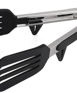 TEMKIN 1pc Heat Resistant Kitchen Food Tongs Silicone Stainless Steel S Bread Tongs Serving Tongs BBQ Tools Accessories Tongs 2