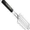BBQ Tongs Tools Grill Rack for Outdoor Grill Accessory Set for Barbecue Non-Stick Heat Resistant Grilling Mesh Wooden Handle