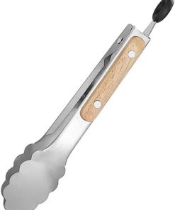 BBQ Tongs, BBQ Stainless Steel Cooking Tong with Handle Barbecue Tong Salad Tongs with Locking Ring Kitchen Gadget for Salad Grilling BBQ Accessories(7 inch)