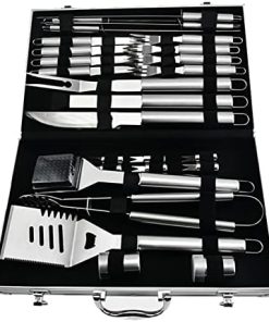 10 Pcs Stainless Steel Accessories BBQ Grill Tools Set Outdoor Combination Kit with Metal Box Packaging (10 PCS/Set) 2