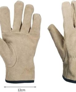 Two Layers Leather Outdoor BBQ Gloves Fire Heat Resistant Kitchen Cooking Oven Mitts Anti Slip Hard Wearing Clamping Glove 2