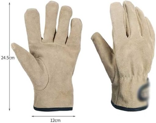 Two Layers Leather Outdoor BBQ Gloves Fire Heat Resistant Kitchen Cooking Oven Mitts Anti Slip Hard Wearing Clamping Glove - Image 2