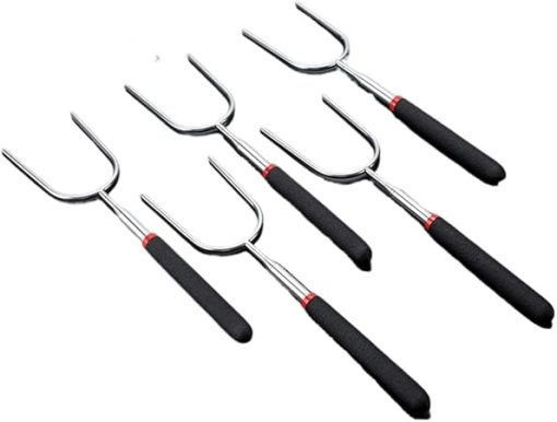 JSEIAJB Stainless Steel Telescopic Barbecue Fork Outdoor Barbecue Tool