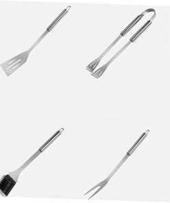 BESPORTBLE 1set Stainless Steel Barbecue Tool with Oil Brush Clamp Fork and Shovel BBQ Accessories for Outdoor Cooking Camping and Food Prep and Easy to Clean 2