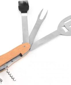 Stainless Steel Multifunctional BBQ Barbecue Fork Oil Brush Shovel Combination Barbecue Tool 2