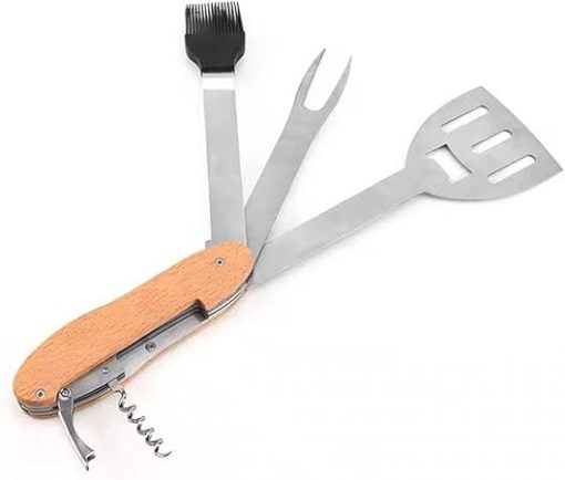 JSEIAJB Stainless Steel Multifunctional BBQ Barbecue Fork Oil Brush Shovel Combination Barbecue Tool - Image 2