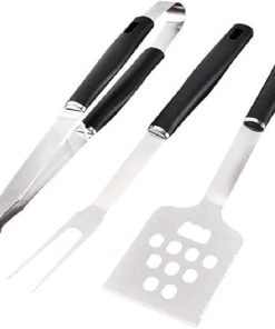 MaGiLL 3 Piece BBQ Accessories Set Stainless Steel Silver BBQ Fork BBQ Tongs Tongs Kitchen Spatula