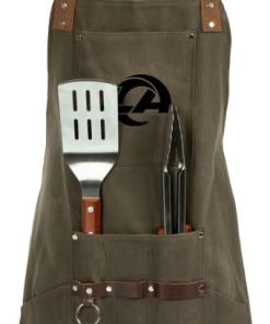 PICNIC TIME NFL BBQ Apron with Tools & Bottle Opener, (Khaki Green with Beige Accents)