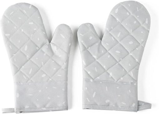 Microwave Glove Oven Baking hot Pot Mitts Cooking Heat Kitchen Mittens(Gray)