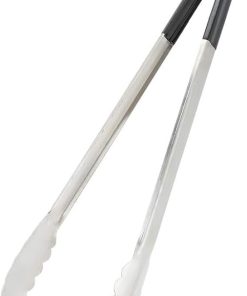 Heemab Stainless Steel Anti Scald Barbecue Tongs, Black Handle BBQ Grill Food Clip, Anti scald Barbecue Clamp Accessory Tongs Tool, Perfect for Outdoor Grilling, Picnics and Cookouts