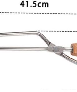 Stainless Steel Charcoal Tongs Wooden Grip Bbq Tool for Outdoor Grilling Charcoal Clamp for Campfire and Fire Pit Use 2