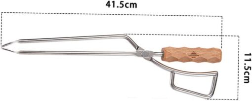 Stainless Steel Charcoal Tongs Wooden Grip Bbq Tool for Outdoor Grilling Charcoal Clamp for Campfire and Fire Pit Use - Image 2