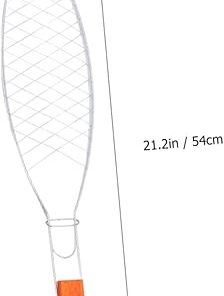 2Pcs Metal Non Stick Bbq Fish Basket with Wooden Handle Durable Grilling Tool for Outdoor Bbq Camping and Picnics for Fish Steaks and Veggies 2