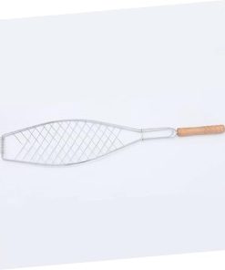 BESPORTBLE 4Pcs Grilled Net with Wooden Handle Non Stick Barbecue Tool for Camping for Fish Meat and Vegetables for Outdoor Picnics and Grilling Activities 2