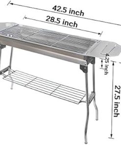 HTTMT- Refined Stable Version-2.0 Iron Portable Folding Barbecue Charcoal Grill Stove Shish Kebab Stainless Steel BBQ Patio Camping Fold Large [P/N: ET-COOK003] 2