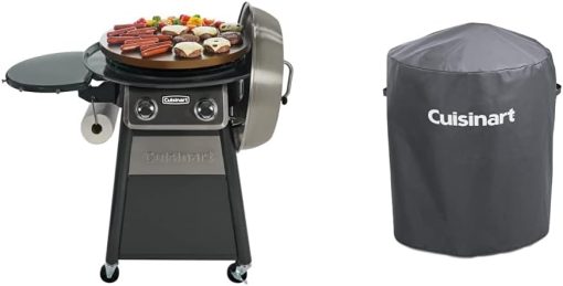 Cuisinart CGG-888 Grill Stainless Steel Lid 22-Inch Round Outdoor Flat Top Gas, 360° Griddle Cooking Center & CGWM-003 360° Griddle Cooking Center Cover