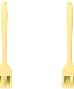 BBQ 2Pcs Barbeque Brush Cooking BBQ Heat Resistant Oil Brushes Kitchen Supplies Bar Cake Baking Tools Utensil Accessories(L 2pcs Yellow)