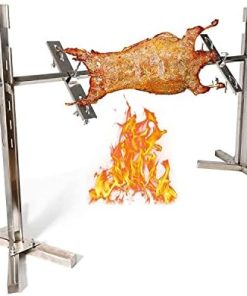 53"Electric BBQ Rotisserie Grill Kit w/Automatic Rotisserie Motor Outdoor Grill Tool Portable Large Rotisserie Spit Roaster Rod Picnic , Camping Stainless Rotisserie Grill Kit Chicken Pig Hog Lamb