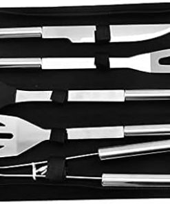 Grilling Accessories BBQ Grill Tools Set, 5PCS Stainless Steel Grilling Kit,Heavy Duty BBQ Accessories for Smoker, Camping, Kitchen Outdoor Barbecue Tools, Easy to Carry